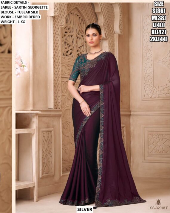 Make Dazzling And Alluring Look In Parties With Our Collection Of Double Shaded Satin Georgette Sarees