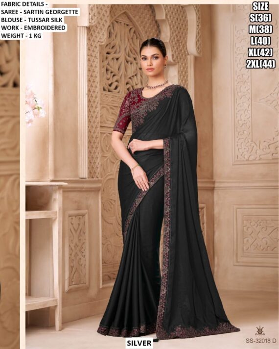 Make Dazzling And Alluring Look In Parties With Our Collection Of Double Shaded Satin Georgette Sarees