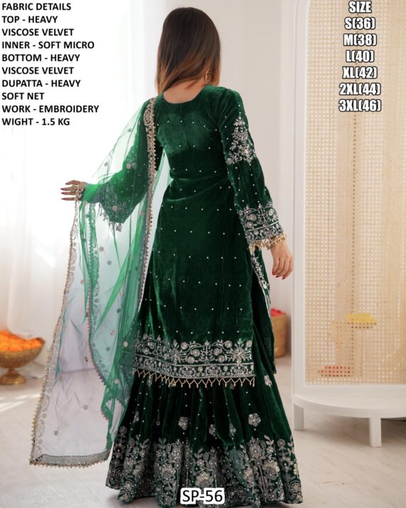 Grace Infused Heavy Viscose Velvet Suits With Sequence Embroidery Work Dupatta For Party Wear