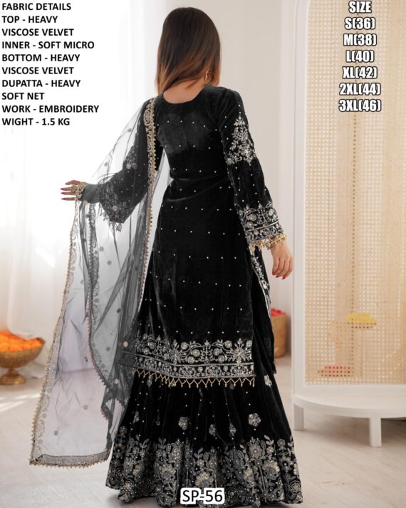 Grace Infused Heavy Viscose Velvet Suits With Sequence Embroidery Work Dupatta For Party Wear