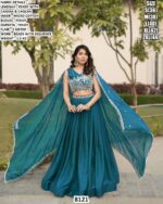 Firozi Blue Colour Beads With Sequins Embroidery Work Fendy Silk Lehenga Choli Set