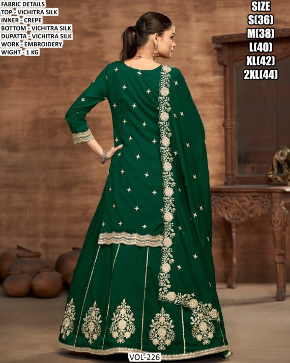Vichitra Silk Embroidery Work Suit With Includes A Lehenga Skirt And Dupatta - Lehenga Style Suits