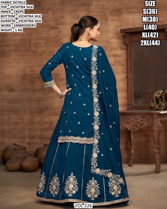 Vichitra Silk Embroidery Work Suit With Includes A Lehenga Skirt And Dupatta - Lehenga Style Suits