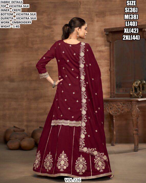 Vichitra Silk Embroidery Work Suit With Includes A Lehenga Skirt And Dupatta - Lehenga Style Suits