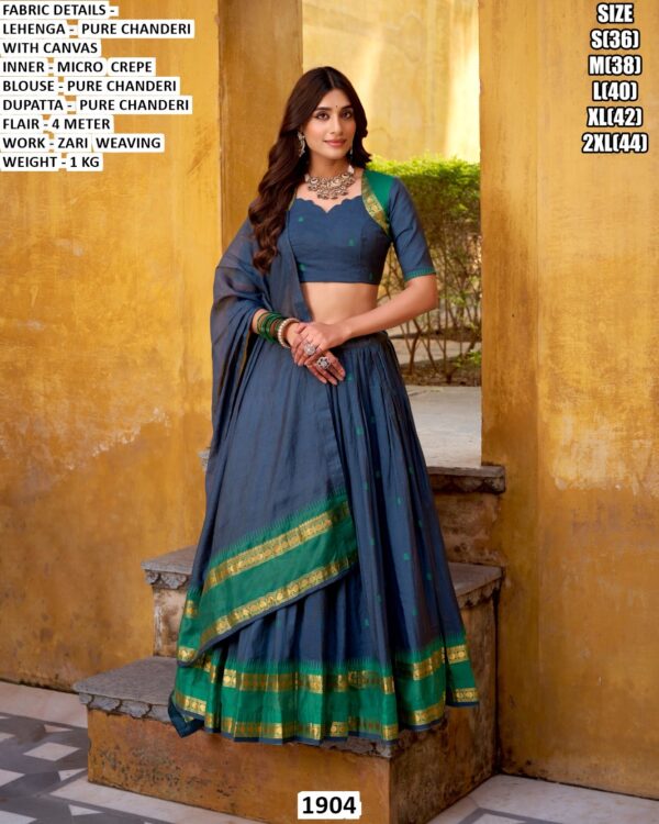 Pure Chanderi Zari Weaving South Indian Style Ghaghra Choli – Crafted For Your Graceful Festive Look