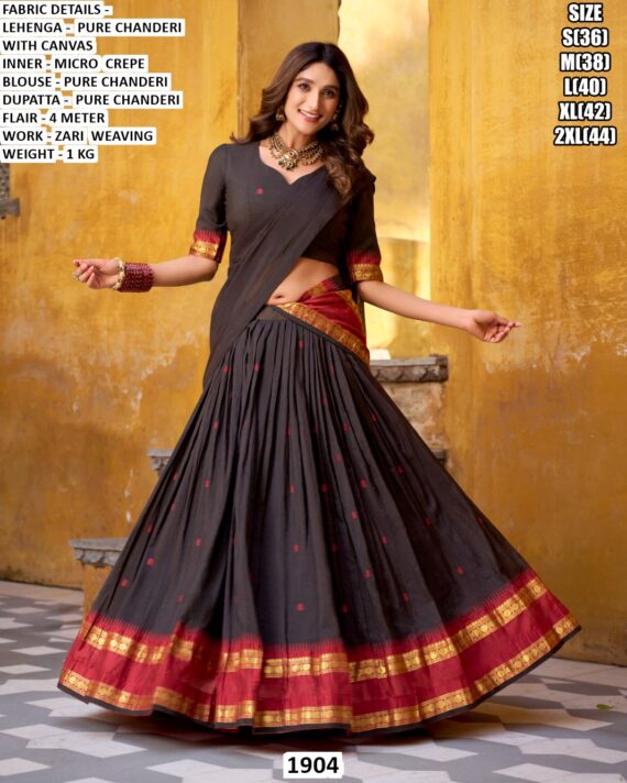 Pure Chanderi Zari Weaving South Indian Style Ghaghra Choli – Crafted For Your Graceful Festive Look