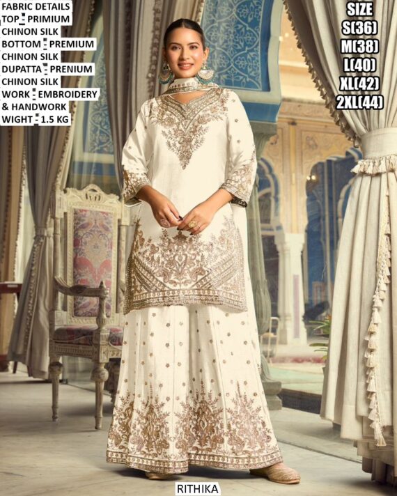 Luxury You Can Feel! Premium Chinon Silk Salwar Kameez Suits With Beautiful Work Detailing