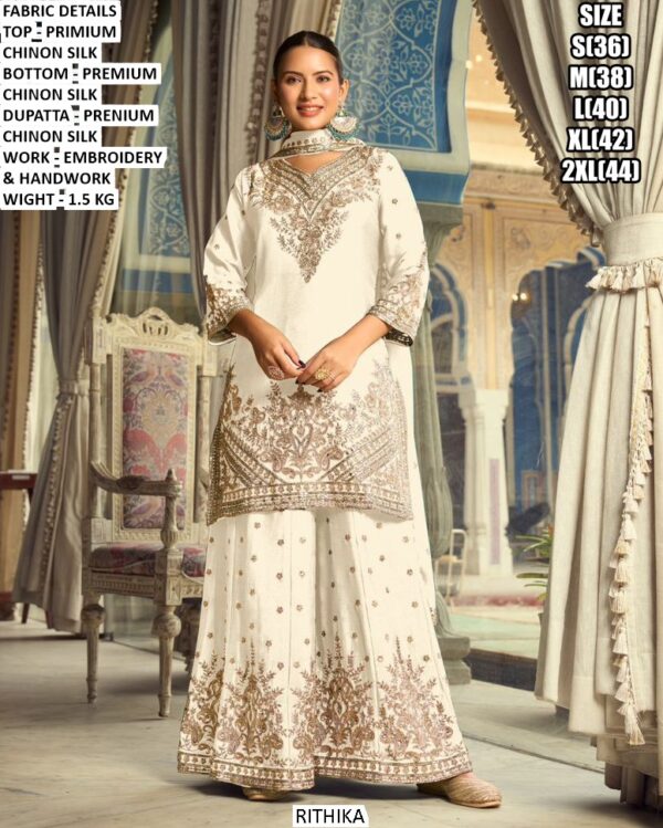 Luxury You Can Feel! Premium Chinon Silk Salwar Kameez Suits With Beautiful Work Detailing