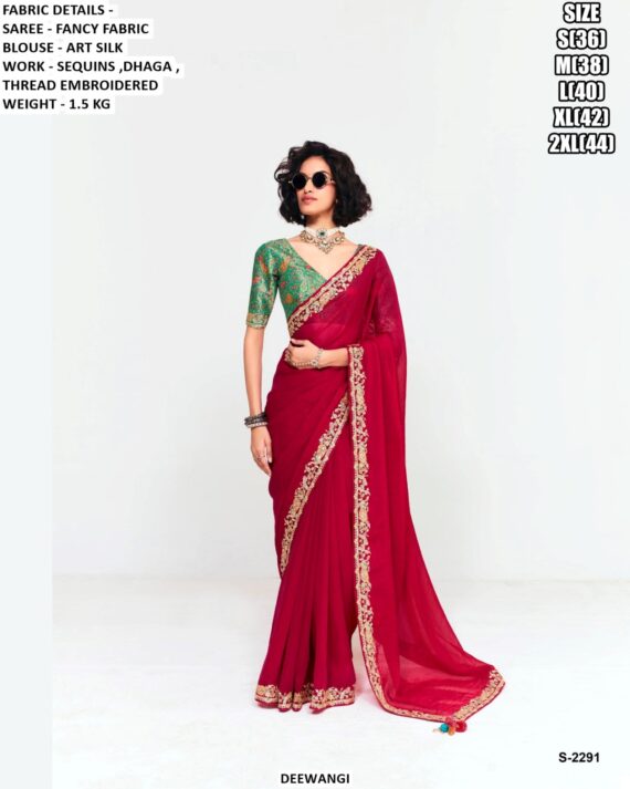 Our Latest Saree Catalogue Is Crafted In Premium Fancy Fabric, Enriched With Sequins, Dhaga And Embroidery