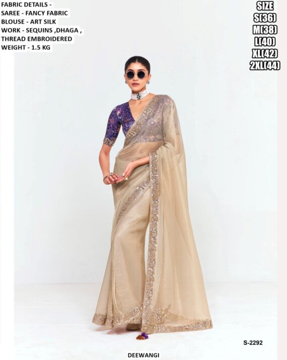 Our Latest Saree Catalogue Is Crafted In Premium Fancy Fabric, Enriched With Sequins, Dhaga And Embroidery