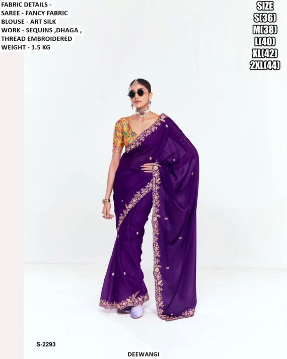 Our Latest Saree Catalogue Is Crafted In Premium Fancy Fabric, Enriched With Sequins, Dhaga And Embroidery