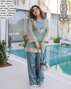 Salsa Fabric Mirror Work Top And Bottom With Batwa Collection - New Catalogue