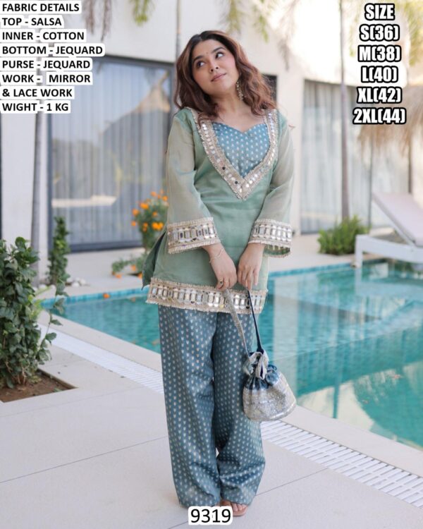 Salsa Fabric Mirror Work Top And Bottom With Batwa Collection - New Catalogue