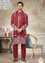 Ready To Wear Fine Embroidery Worked Pure Silk Kurta, Pajama And Dupatta Sets For Mens