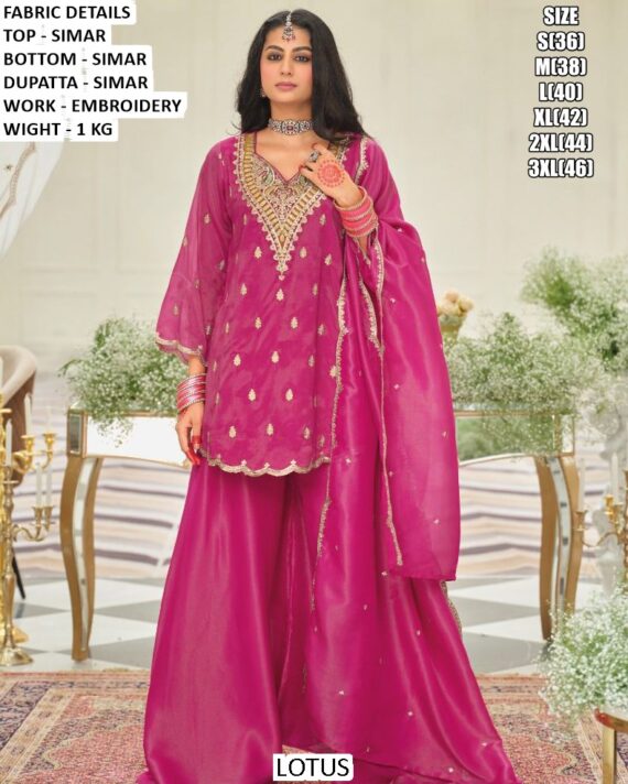 Pure Simar Fabric, Embroidery Work And Ethnic Fashion Style Readymade Sharara Dresses