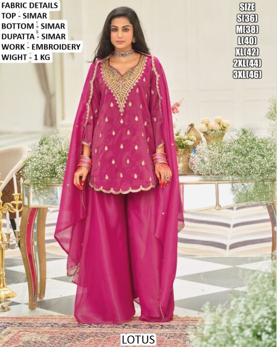 Pure Simar Fabric, Embroidery Work And Ethnic Fashion Style Readymade Sharara Dresses