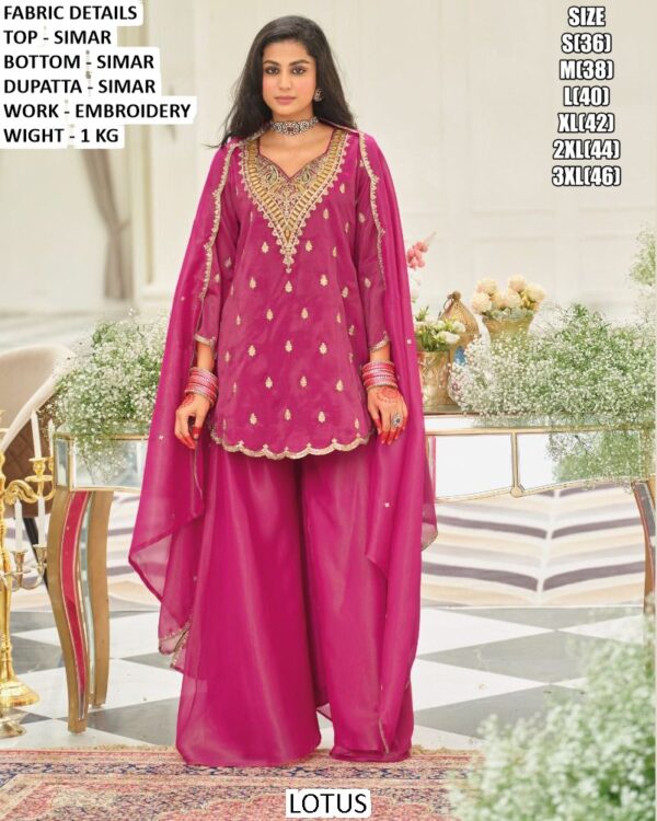 Pure Simar Fabric, Embroidery Work And Ethnic Fashion Style Readymade Sharara Dresses