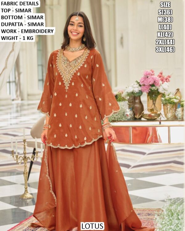 Pure Simar Fabric, Embroidery Work And Ethnic Fashion Style Readymade Sharara Dresses