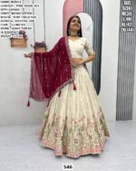 Off-White Pure Tissue Silk Heavy Multi-Thread And Sequence Embroidered Lehenga Choli