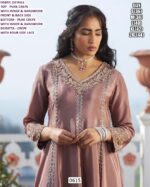 Pure Crepe Hand Worked Coco Brown Colour Suit With Designer Plazo Pant And Dupatta