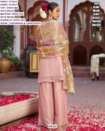 Indulge In The Epitome Of Chic With This Baby Pink Rosh Silk Embroidery And Hand Work Plazo Suit