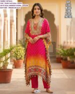 Festive Wear Pure Natural Crepe Silk With Digital Printed Beautiful Kaftan Style Suits
