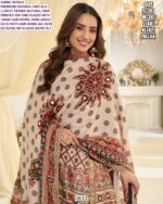 Premium Natural Crepe Silk Beautifully Printed Top And Plazo Set Enhanced With Intricate Hand Aari Work