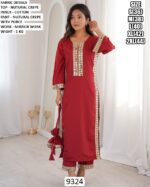 Natural Crepe Mirror Work Cotton Readymade Kurti With Pant, Three-Piece Party Wear Suit