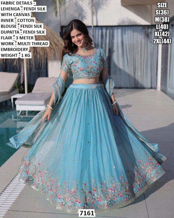 Amazing Colour Gorgeous Looking Fendi Silk With Multi Thread Embroidery Work Lehenga Choli