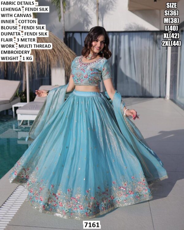 Amazing Colour Gorgeous Looking Fendi Silk With Multi Thread Embroidery Work Lehenga Choli