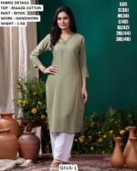 Grab These Beautiful Looking Readymade Maaza Cotton Hand Work Kurti With Bottom