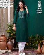 Grab These Beautiful Looking Readymade Maaza Cotton Hand Work Kurti With Bottom