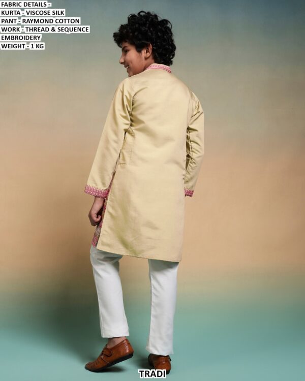 Kid's Special New Collection, Viscose Silk Multi Colour Thread Work Kurta And Pajama Sets