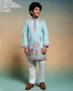 Kid's Special New Collection, Viscose Silk Multi Colour Thread Work Kurta And Pajama Sets