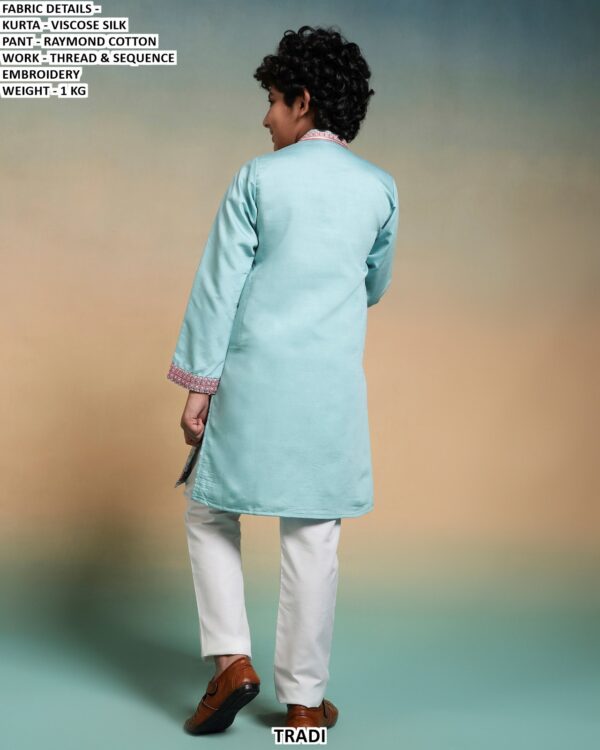 Kid's Special New Collection, Viscose Silk Multi Colour Thread Work Kurta And Pajama Sets
