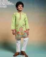 Kid's Special New Collection, Viscose Silk Multi Colour Thread Work Kurta And Pajama Sets