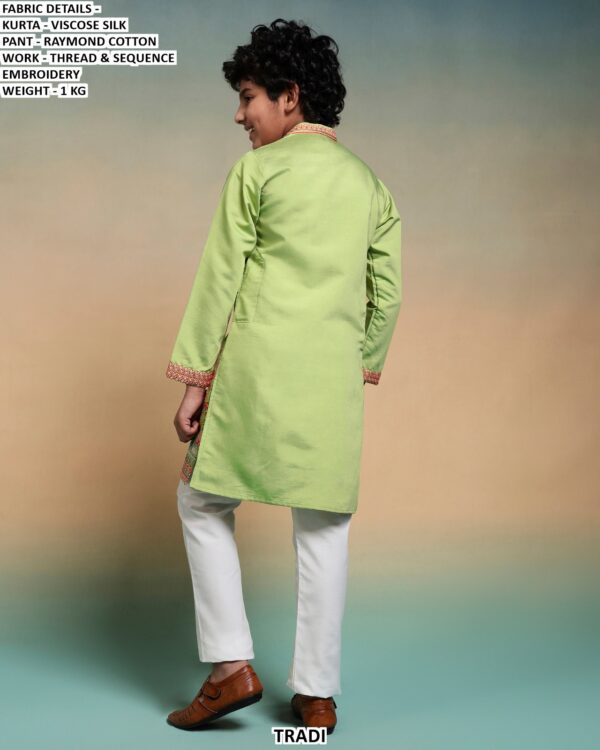 Kid's Special New Collection, Viscose Silk Multi Colour Thread Work Kurta And Pajama Sets