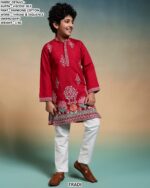 Kid's Special New Collection, Viscose Silk Multi Colour Thread Work Kurta And Pajama Sets