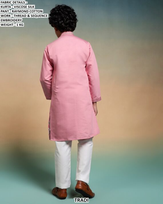 Kid's Special New Collection, Viscose Silk Multi Colour Thread Work Kurta And Pajama Sets