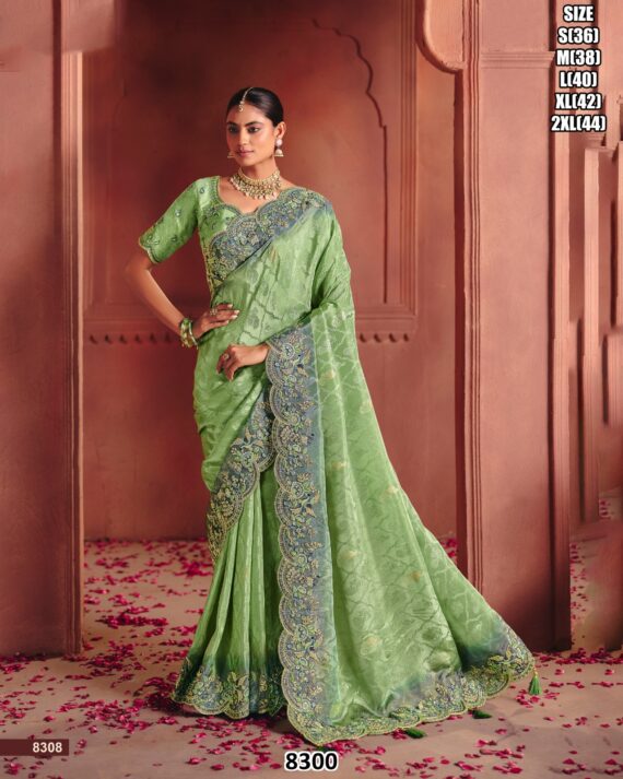Pure Smooth Zari Silk Weaving, Heavy Sequins Embroidery Work Sarees With Classic Colour Combination