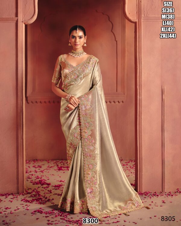 Pure Smooth Zari Silk Weaving, Heavy Sequins Embroidery Work Sarees With Classic Colour Combination