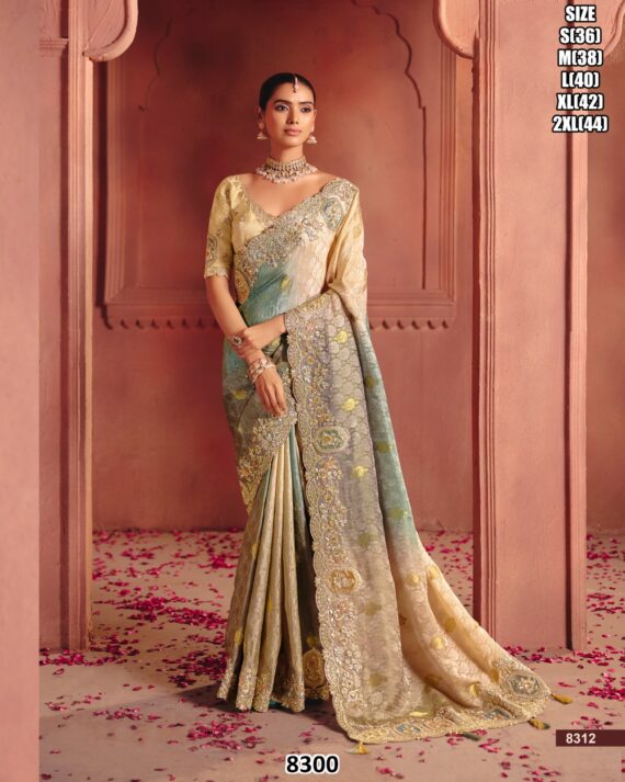 Pure Smooth Zari Silk Weaving, Heavy Sequins Embroidery Work Sarees With Classic Colour Combination