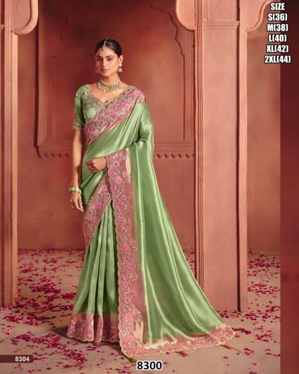 Pure Smooth Zari Silk Weaving, Heavy Sequins Embroidery Work Sarees With Classic Colour Combination