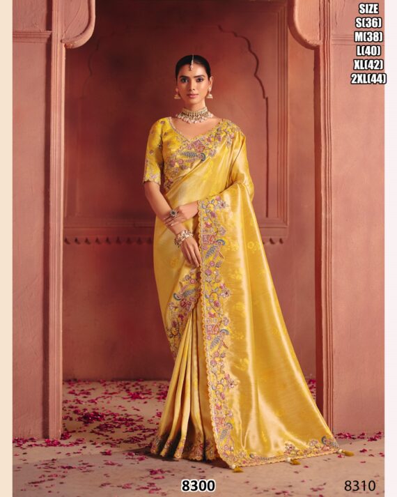Pure Smooth Zari Silk Weaving, Heavy Sequins Embroidery Work Sarees With Classic Colour Combination