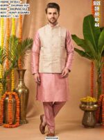 Dhupian Silk Men's Kurta, Pant With Heavy Jequard With Fusing Stylish Koti - Readymade Collection