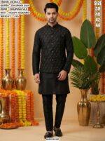Dhupian Silk Men's Kurta, Pant With Heavy Jequard With Fusing Stylish Koti - Readymade Collection