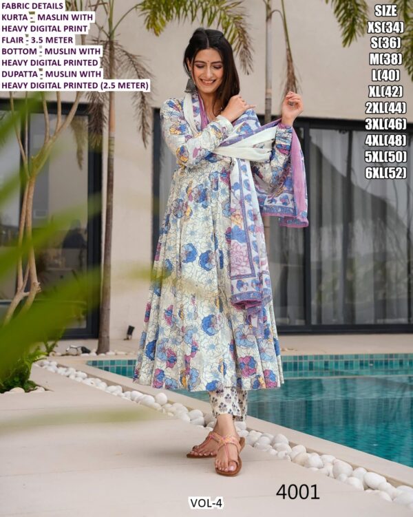 Women's Festival Wear Readymade Muslin Anarkali Suits Collection Crafted Digital Print All Over