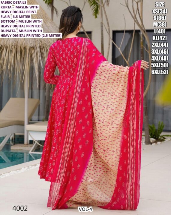 Women's Festival Wear Readymade Muslin Anarkali Suits Collection Crafted Digital Print All Over