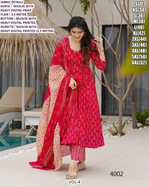 Women's Festival Wear Readymade Muslin Anarkali Suits Collection Crafted Digital Print All Over