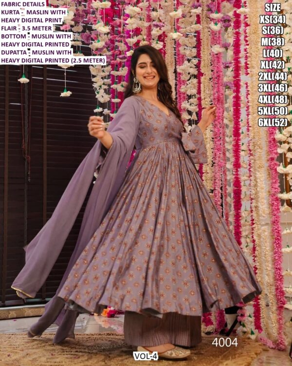 Women's Festival Wear Readymade Muslin Anarkali Suits Collection Crafted Digital Print All Over